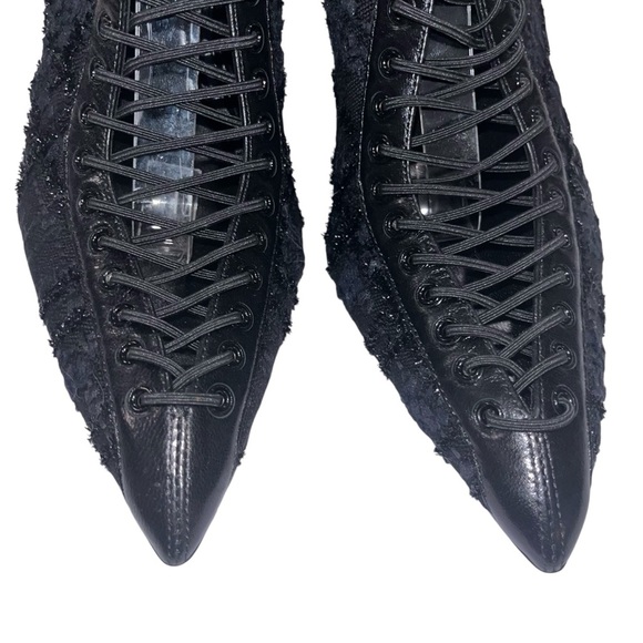 GIVENCHY pumps heels mule black lace size EU 37.5 lace-up pointed toe witchy new - Picture 9 of 15